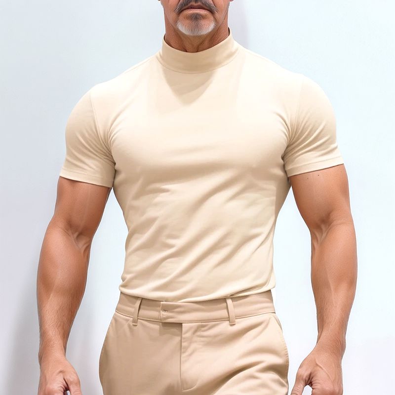 [🔥Last Day of the Promotion – Buy 1, Get 1 FREE!] St. Moritz™ High Neck T-Shirt with Clean Design / Refined Minimalism for Men with Presence! (Cópia)