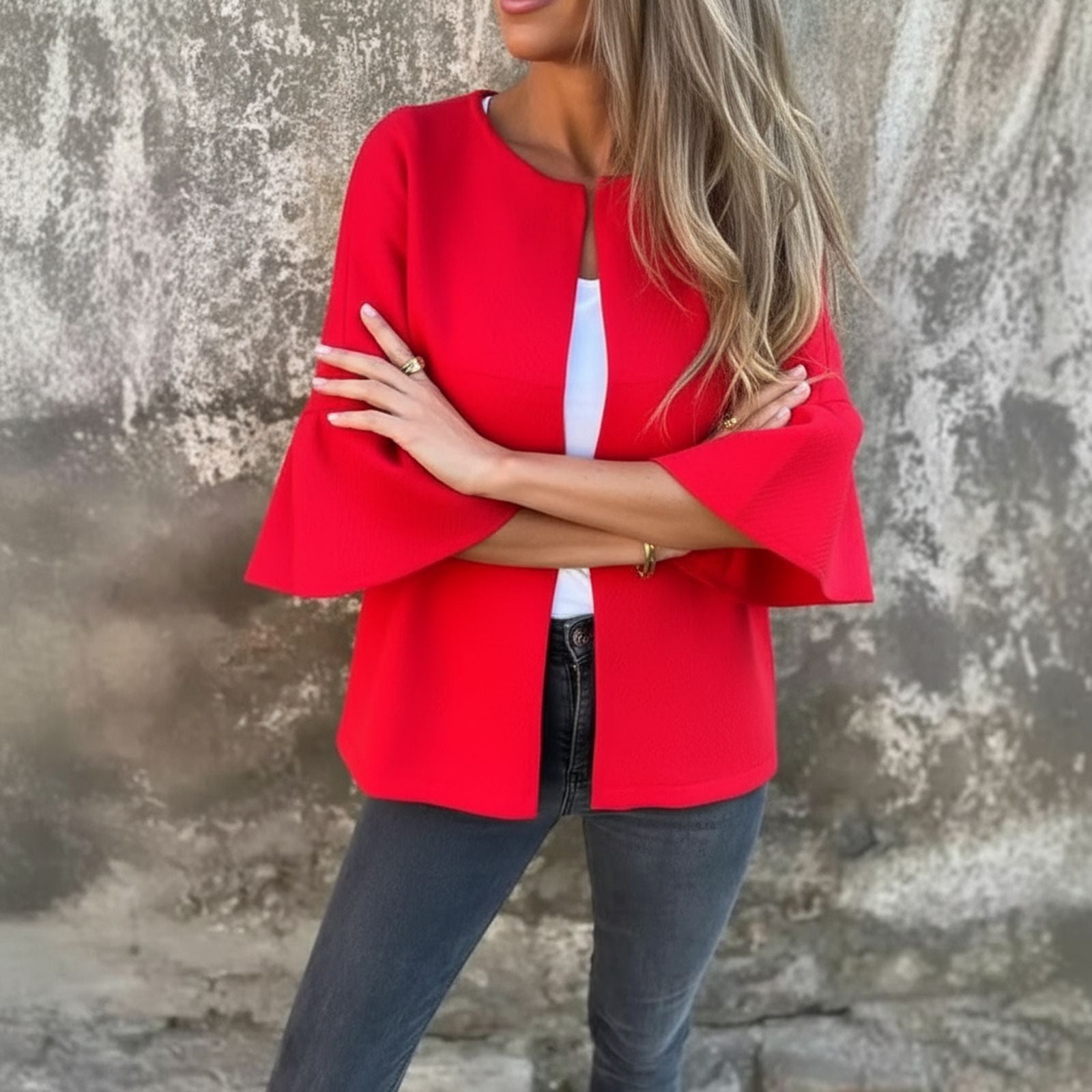 EverLuxe™ Cardigan in Heavyweight Knit with Voluminous Sleeves and Minimalist Cut / Timeless Elegance with Plenty of Lightness!