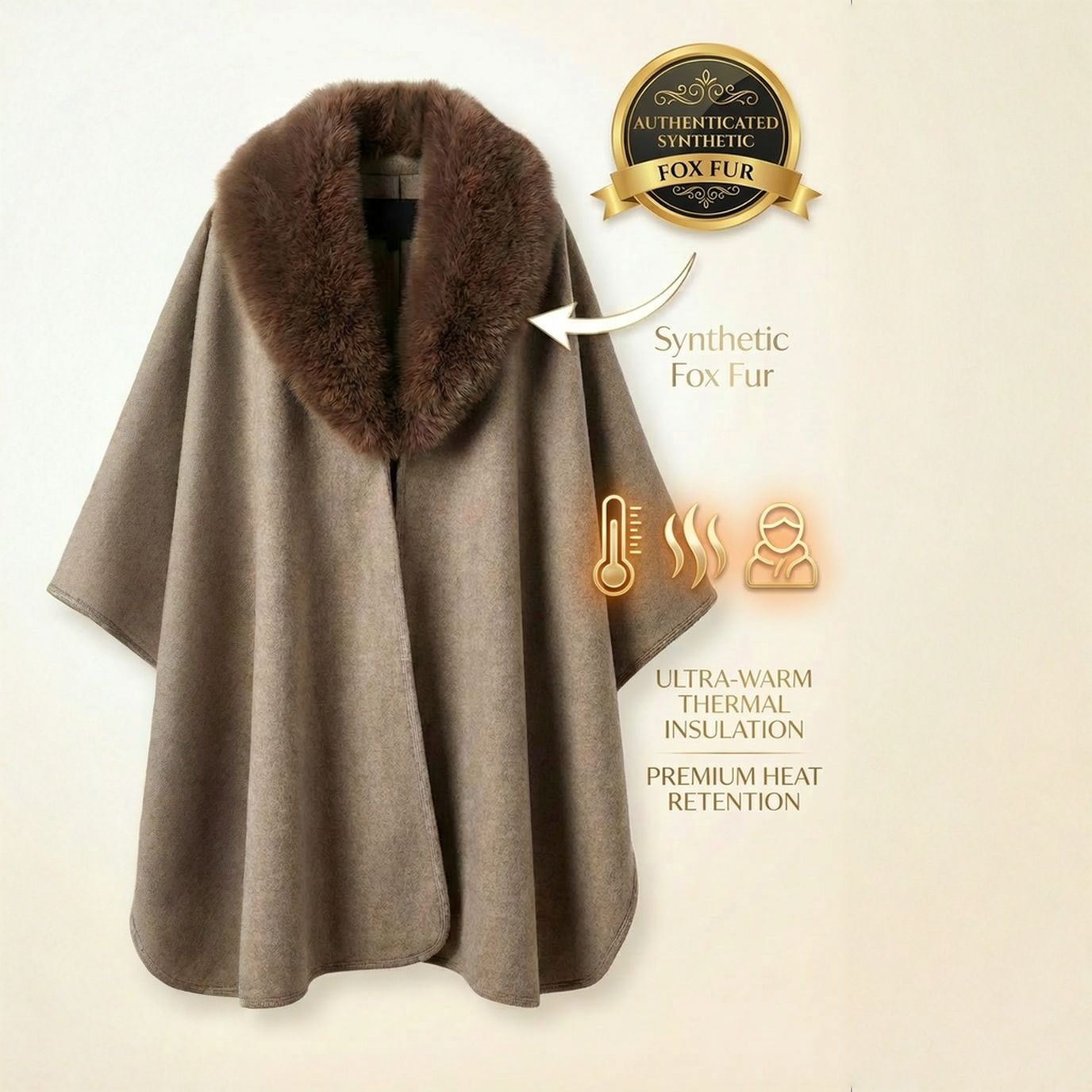 Sion™ Women's Coat with Luxurious Faux Fox Collar