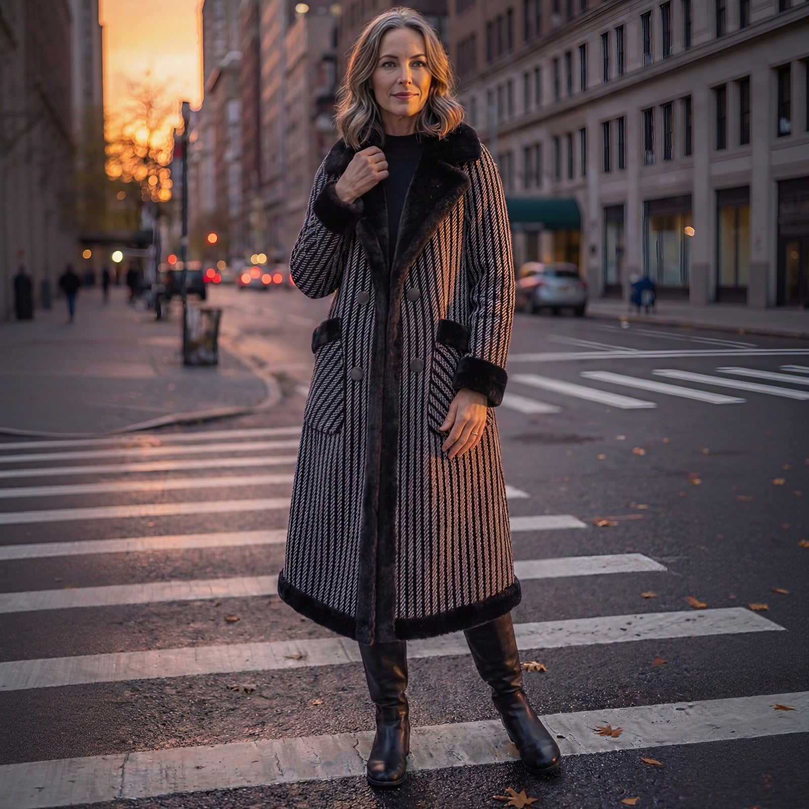 Nordic Prestige™ Coat with Velvet Interior and Sophisticated Long Cut