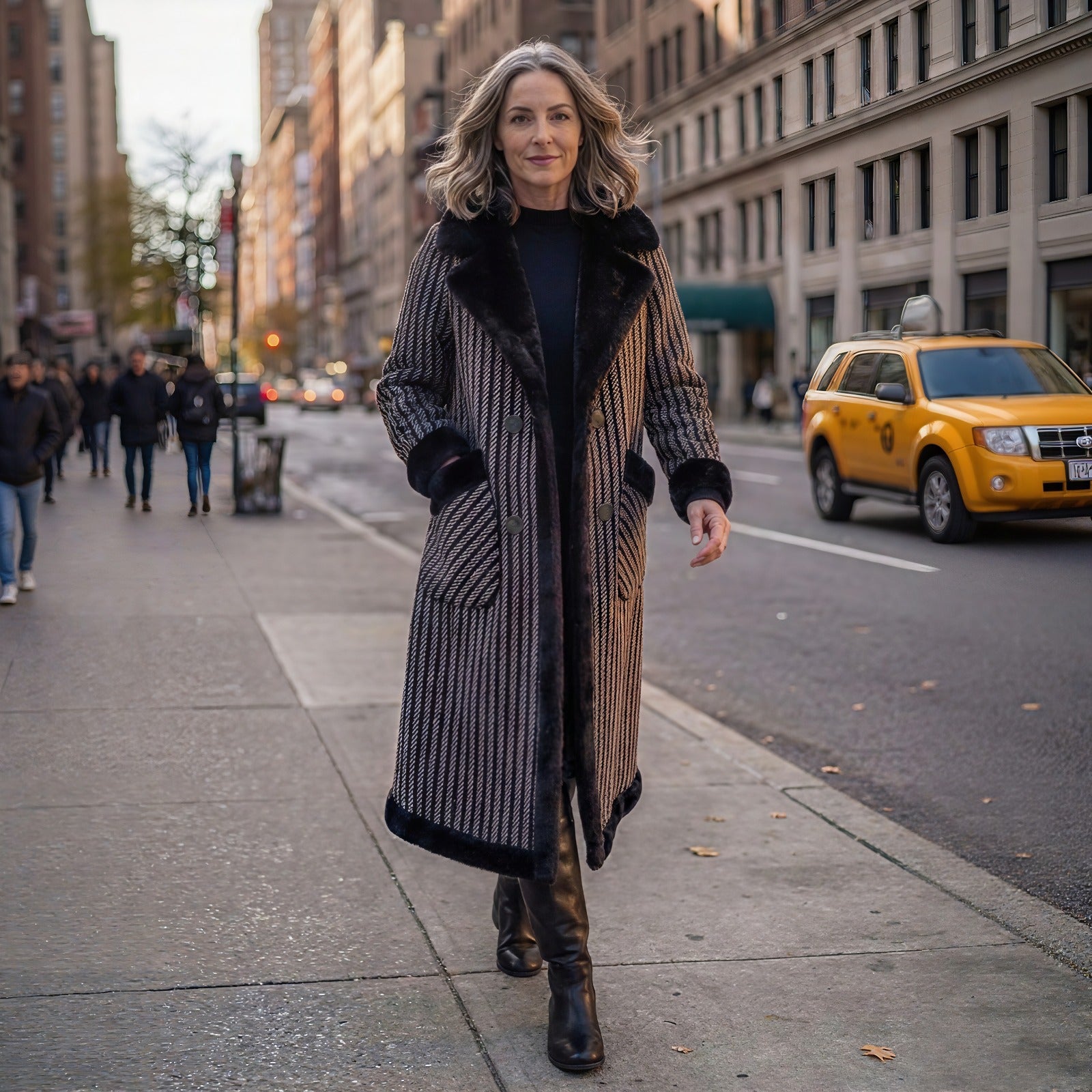 Nordic Prestige™ Coat with Velvet Interior and Sophisticated Long Cut