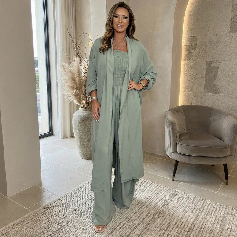 Bellavie™ Set with an Elegant Jumpsuit and Kimono-Style Coat