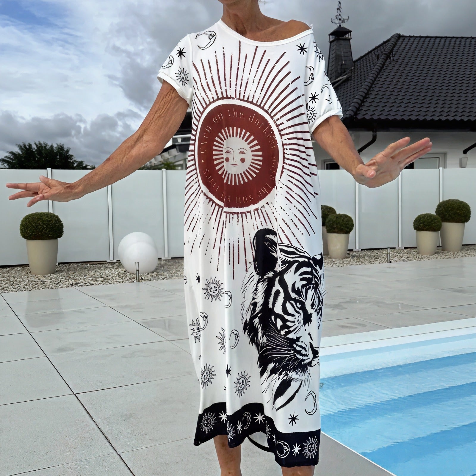 SeaBreeze™ Dress with Artistic Prints and a Loose Fit