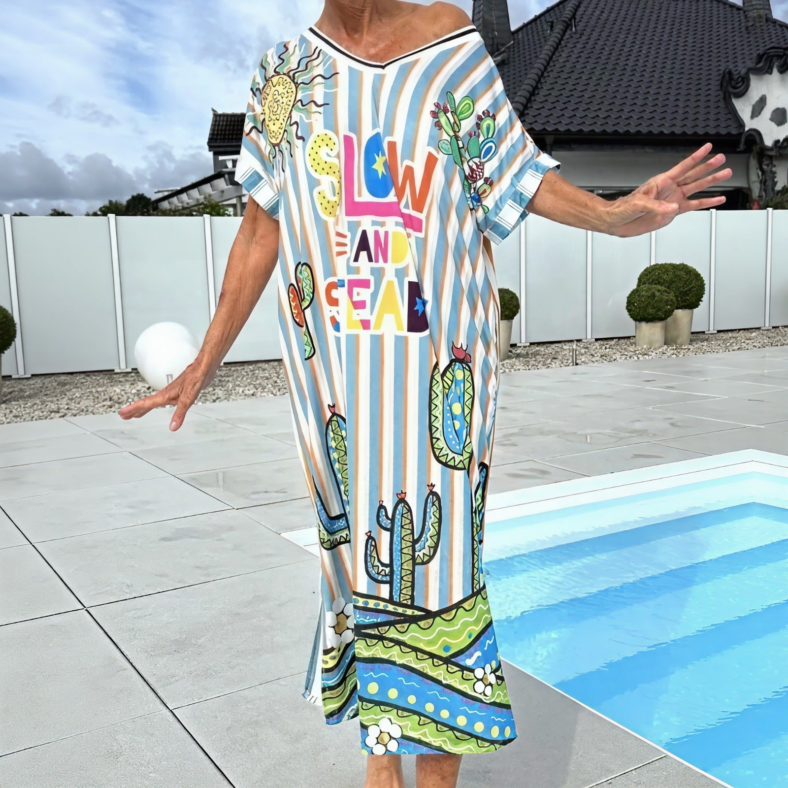 SeaBreeze™ Dress with Artistic Prints and a Loose Fit