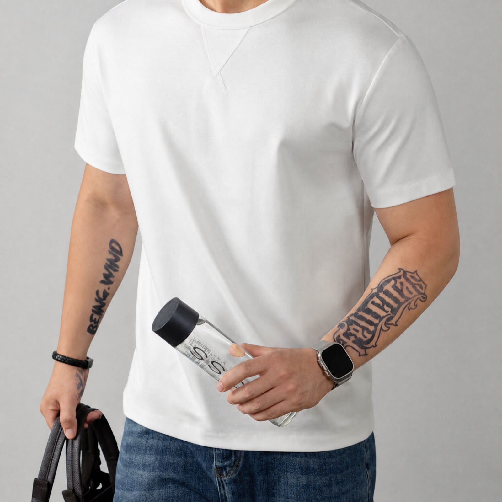 Louis™ T-shirt in Premium Cotton with Spandex and Ribbed Round Neck