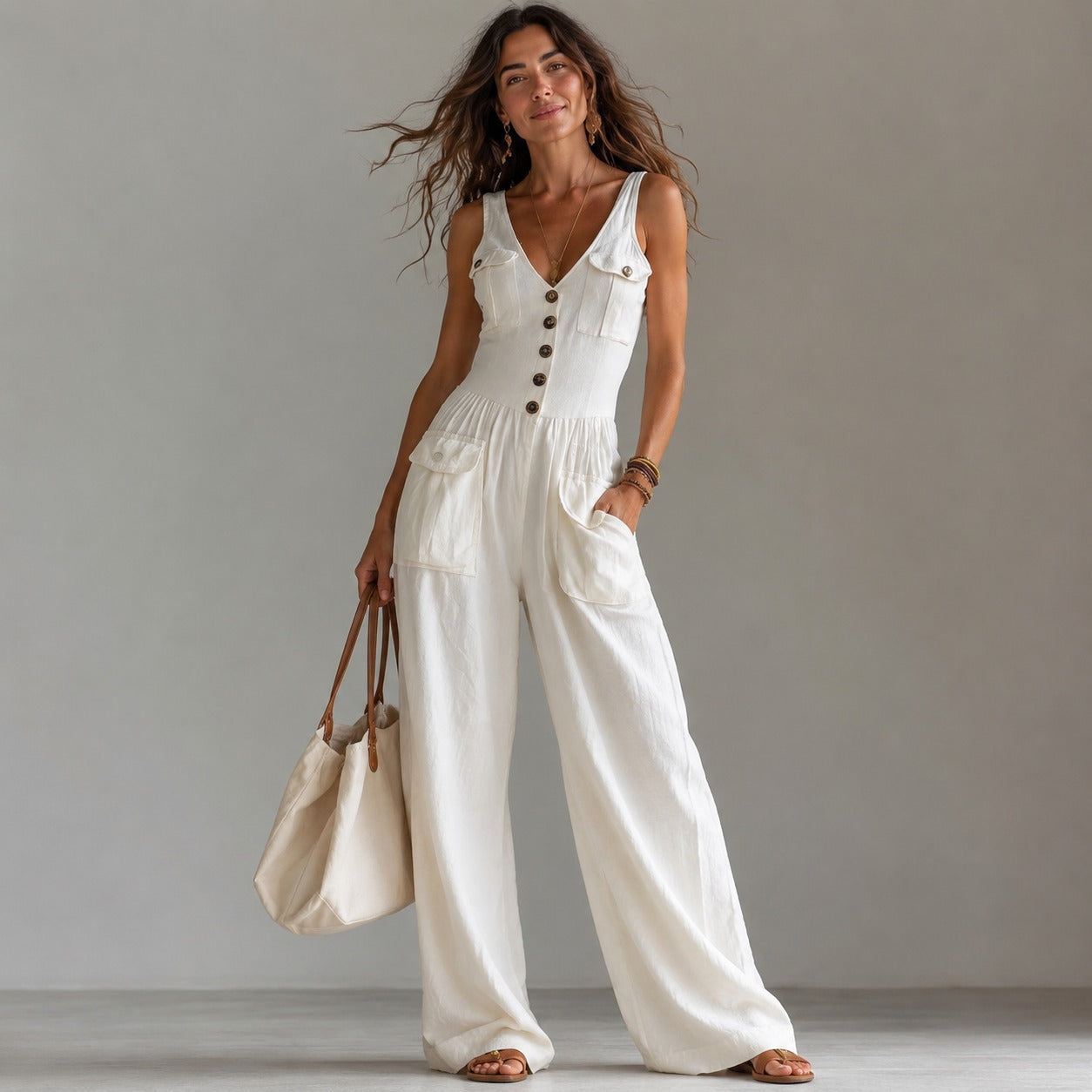 Marvella™ Jumpsuit With V-Neckline And Palazzo Legs