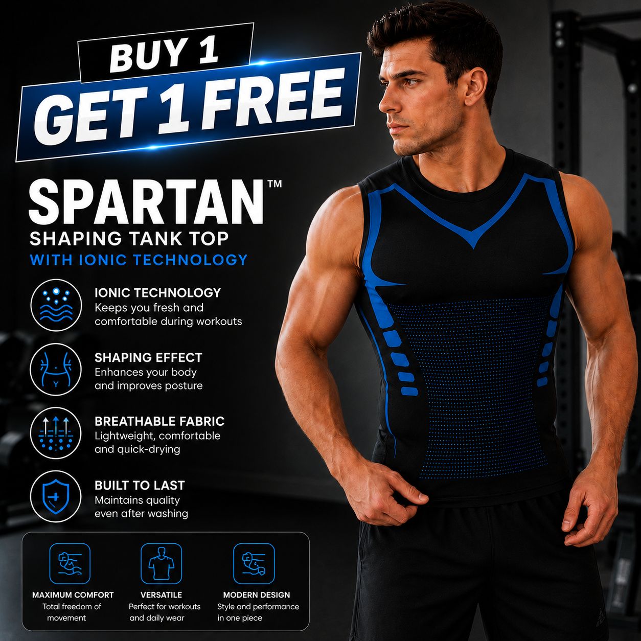 🔥 BUY 1 GET 1 FREE 🔥 Spartan™ Shaping Tank Top in Breathable Fabric with Ionic Technology