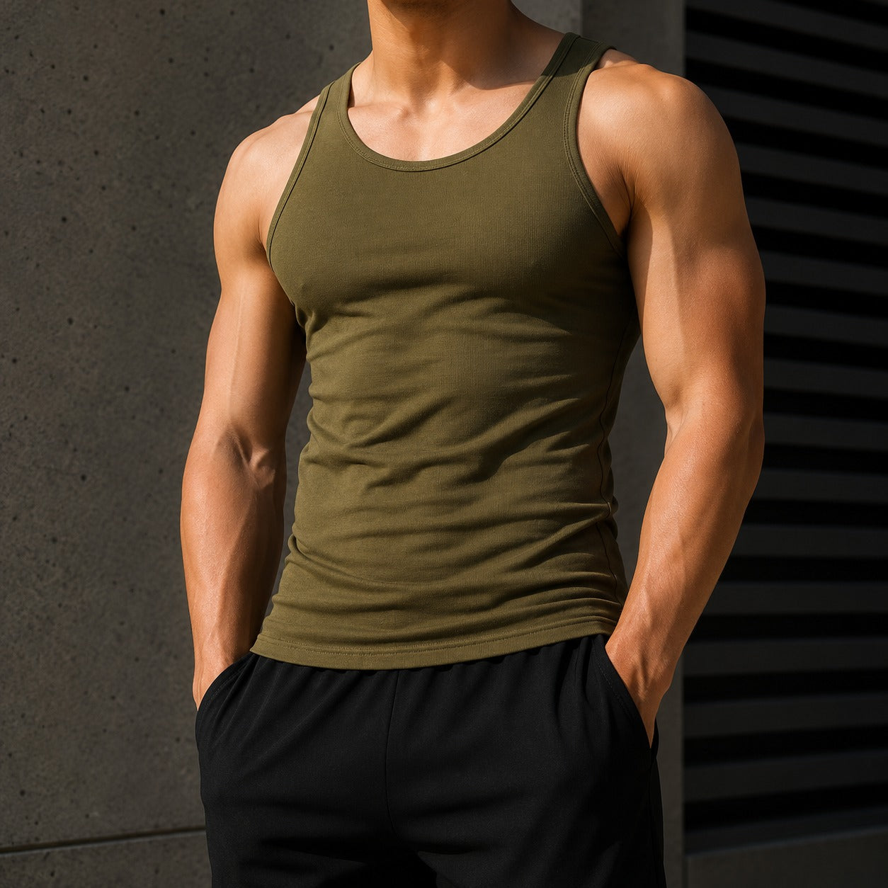 Tank Top Carl™ with Body-Hugging Fit, High Stretch and Crew Neck