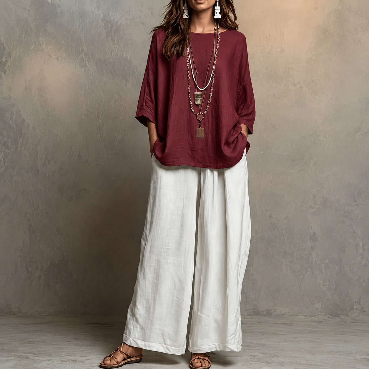 Set Lurea™ with Relaxed Top, Wide-Leg Pants and Flowy Drape