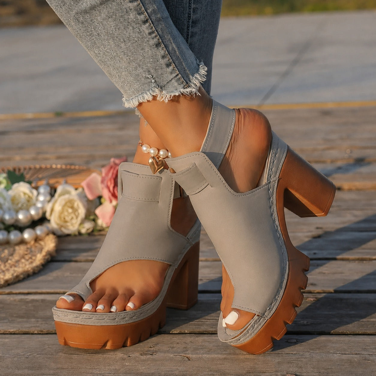 Savona™ Sandals with Block Heel, Platform Sole and Ankle Strap