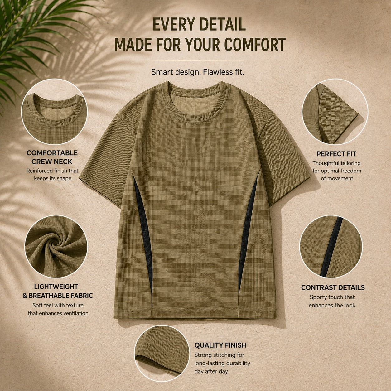 Corven™ Set with Short-Sleeve T-Shirt and Adjustable-Waist Shorts