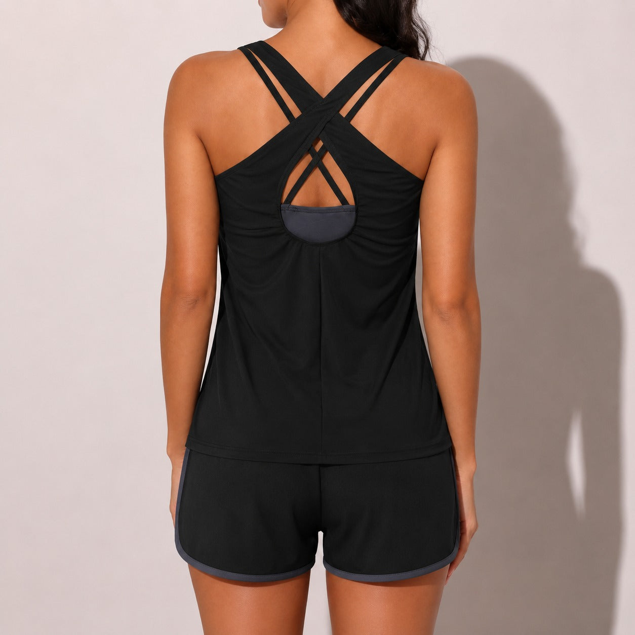 Marena™ 3-Piece Tankini Set with Cover-Up, Cross-Back Top and Swim Shorts