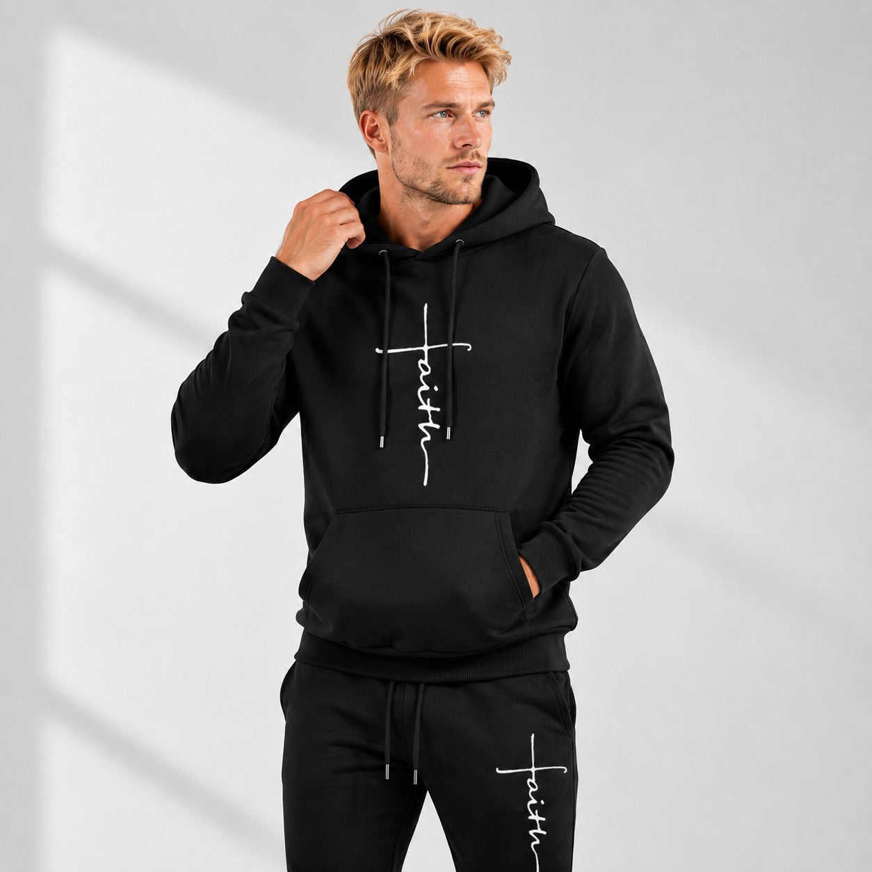 Raviel™ Faith Print Set with Hooded Sweatshirt and Jogger Pants