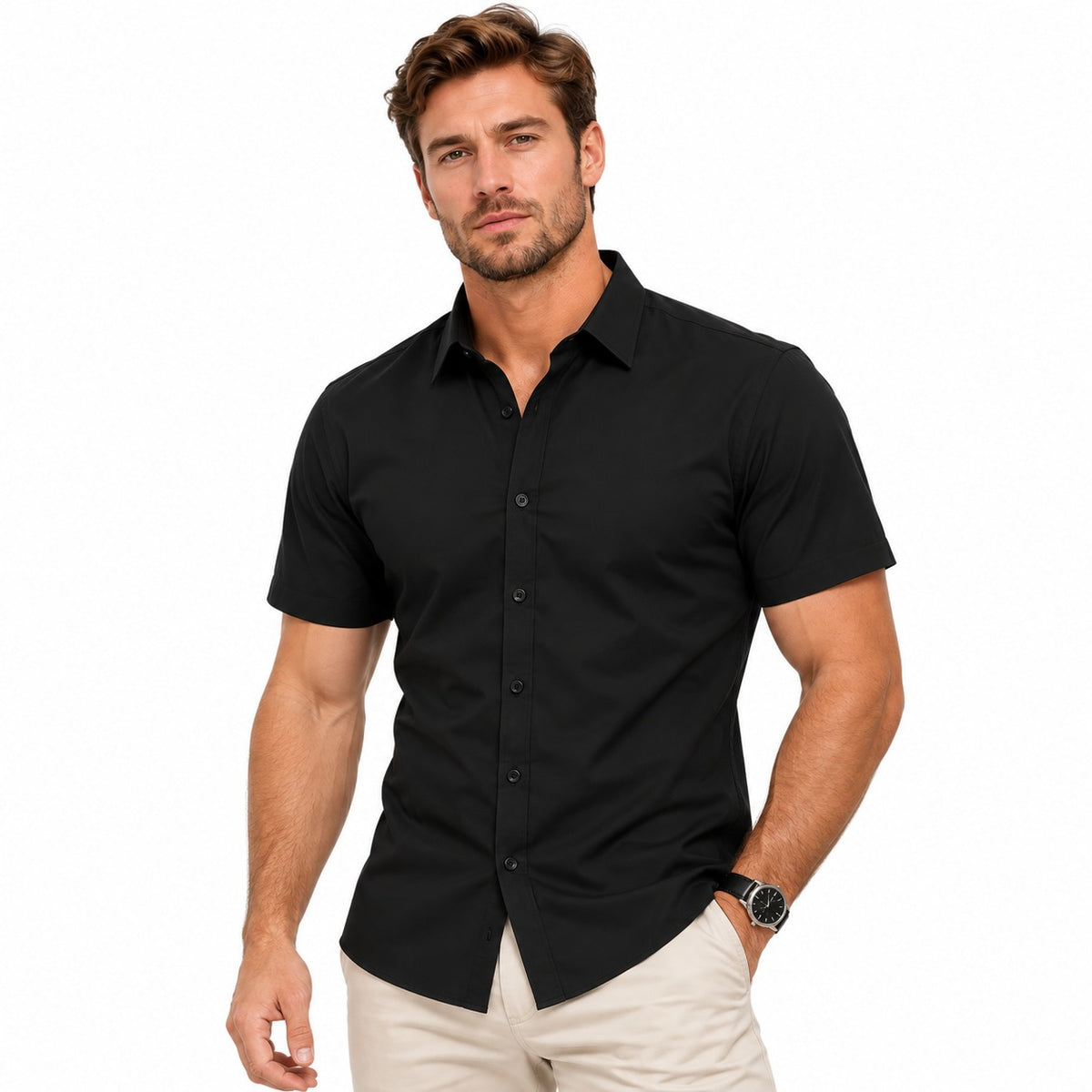Marco™ Slim Fit Shirt with Classic Collar and Short Sleeves