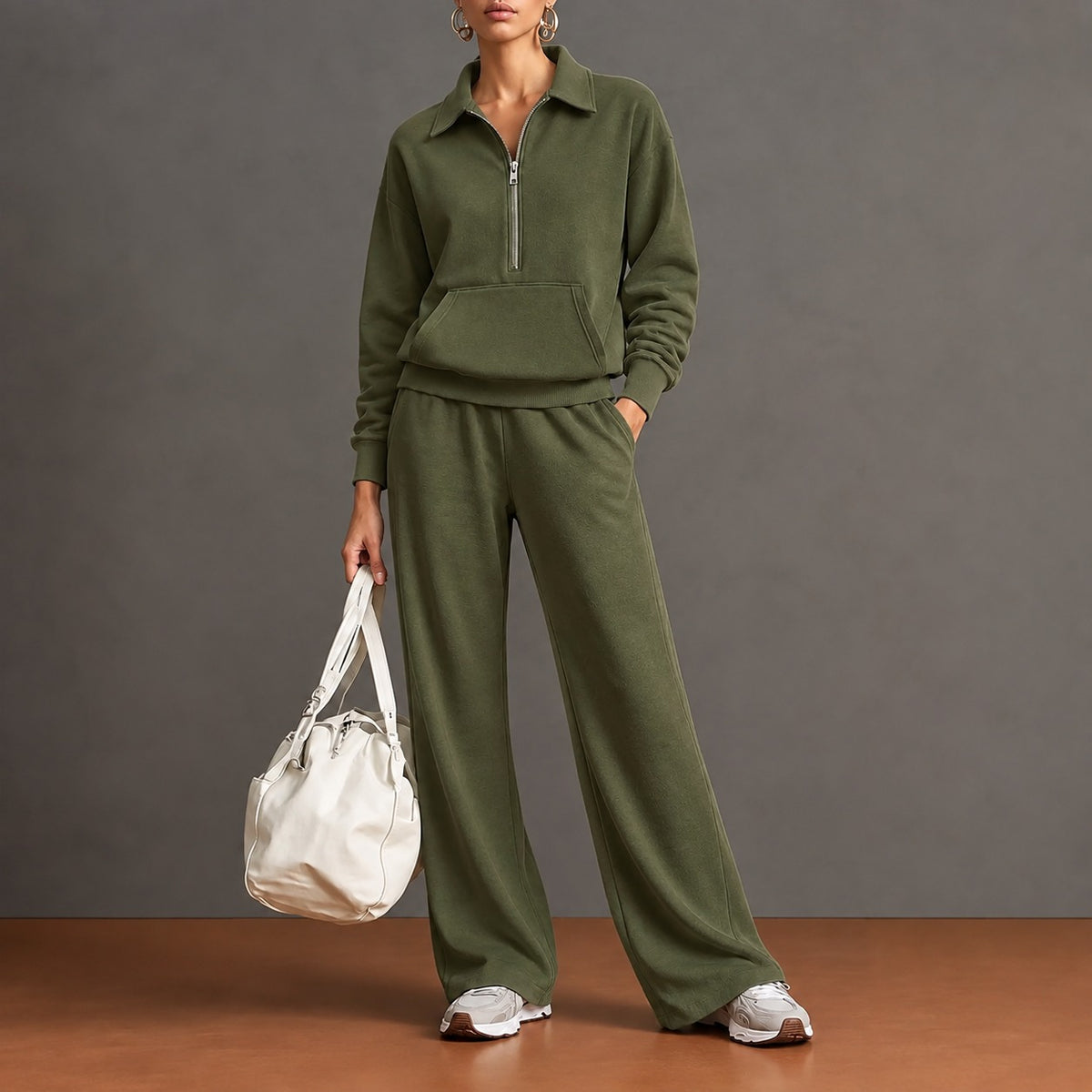 Norelle™ Set with Half-Zip Top, Kangaroo Pocket and Wide-Leg Pants