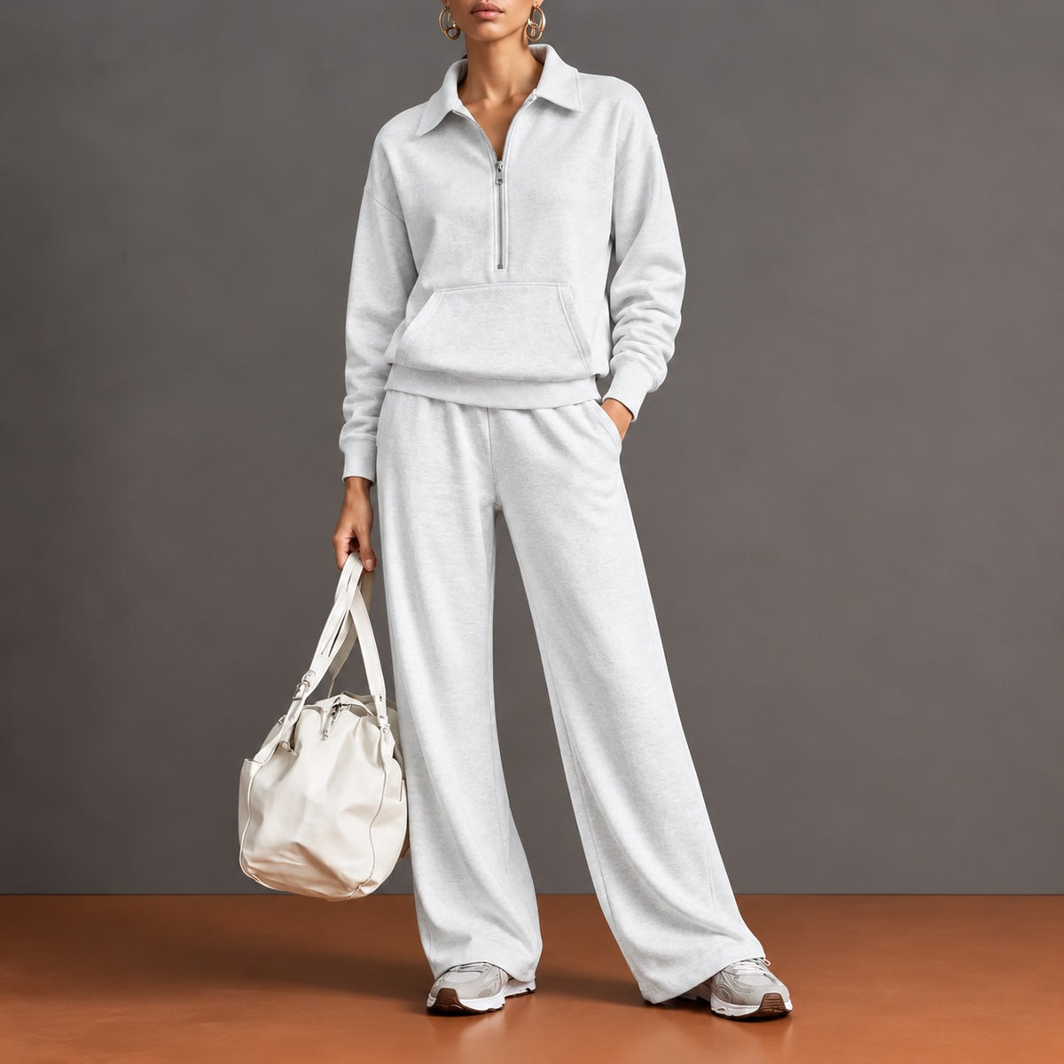 Norelle™ Set with Half-Zip Top, Kangaroo Pocket and Wide-Leg Pants