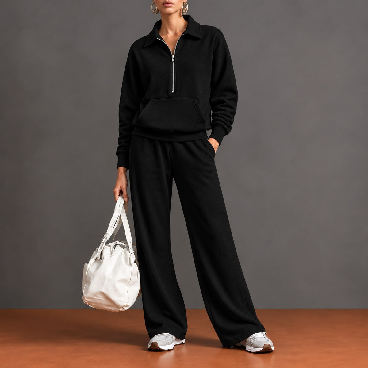 Norelle™ Set with Half-Zip Top, Kangaroo Pocket and Wide-Leg Pants