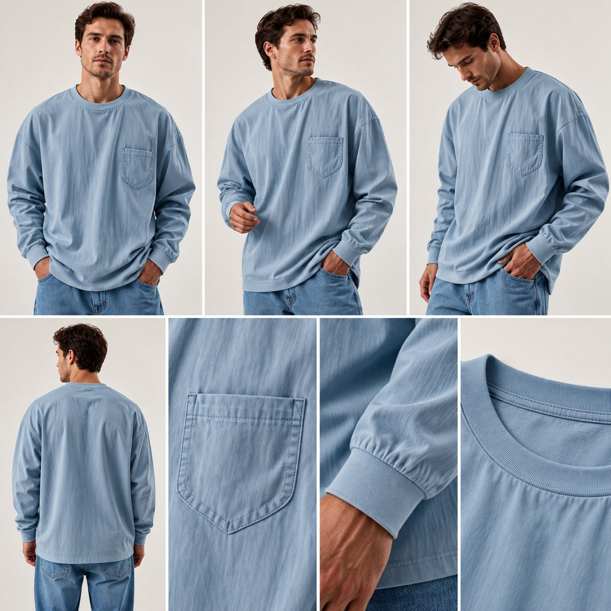 Daven™ Long-Sleeve Shirt with Minimalist Design and Chest Pocket