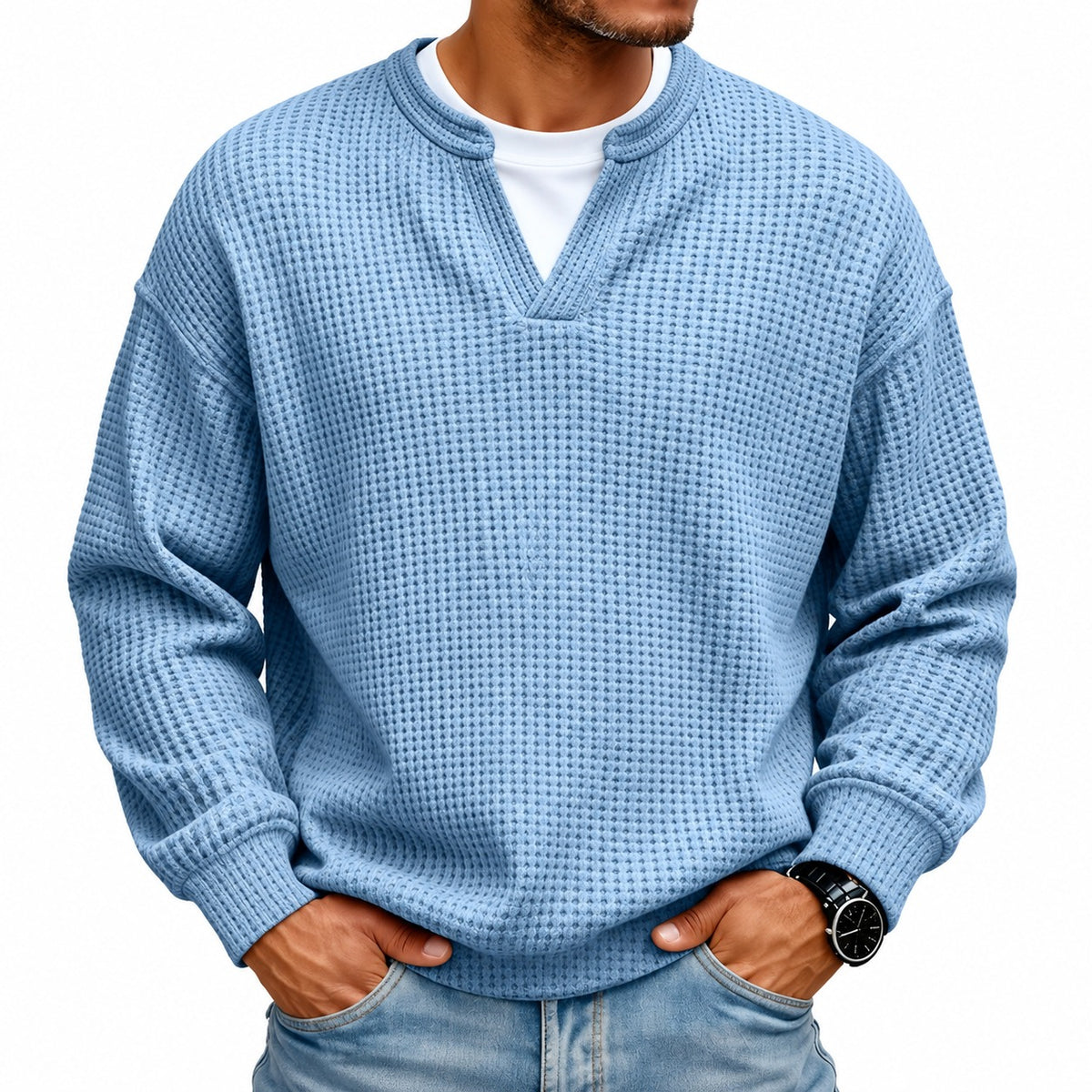Caspian™ Sweater with Textured Fabric and Structured Collar