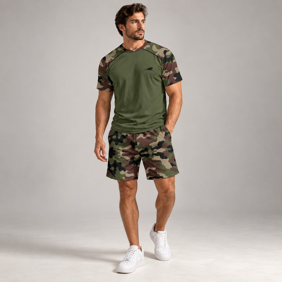 Landon™ Camo Set with Short-Sleeve Shirt and Drawstring Shorts