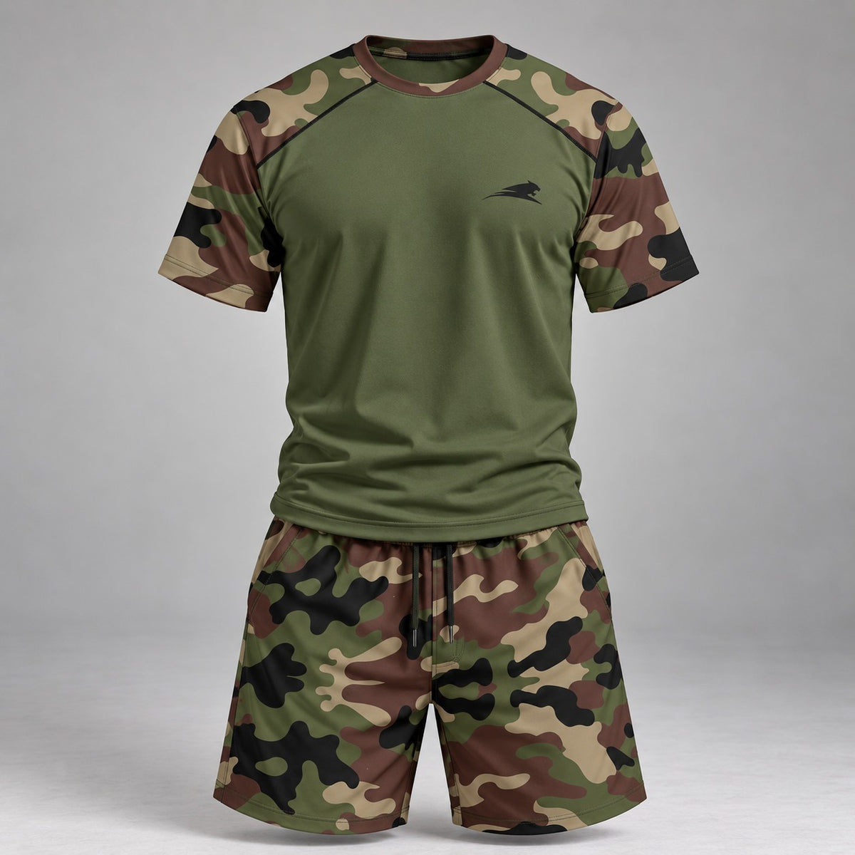 Landon™ Camo Set with Short-Sleeve Shirt and Drawstring Shorts