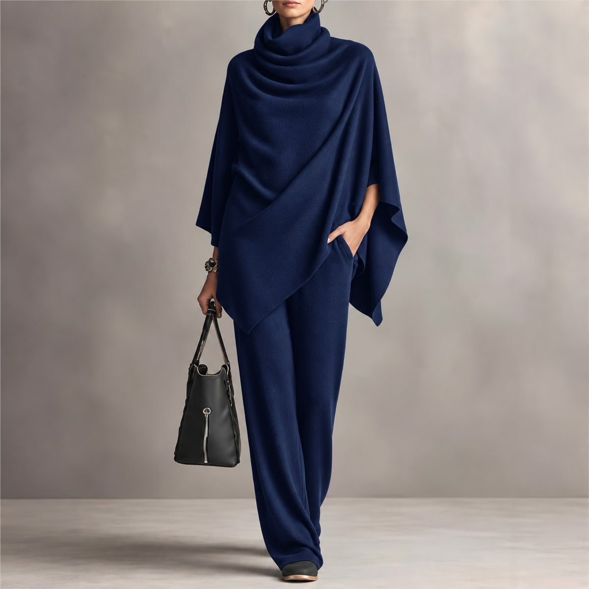 Iris™ Set with Asymmetric Draped-Neck Top and Wide-Leg Pants