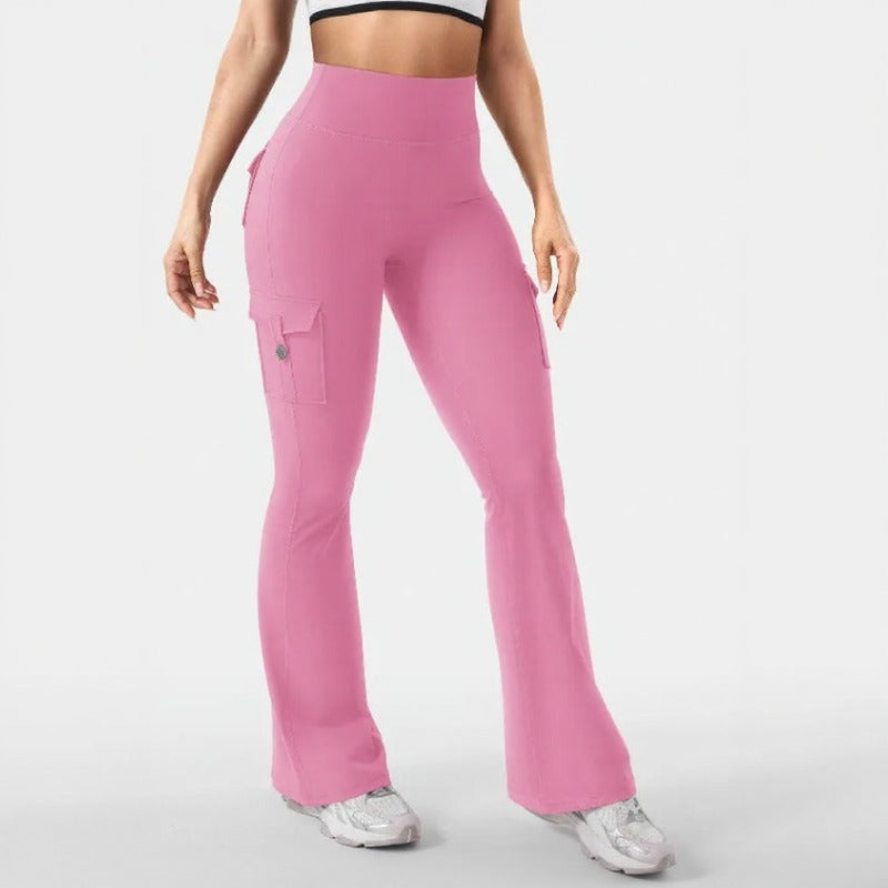 Nadia™ Flare Leggings with Butt-Lifting Effect and Cargo Pockets