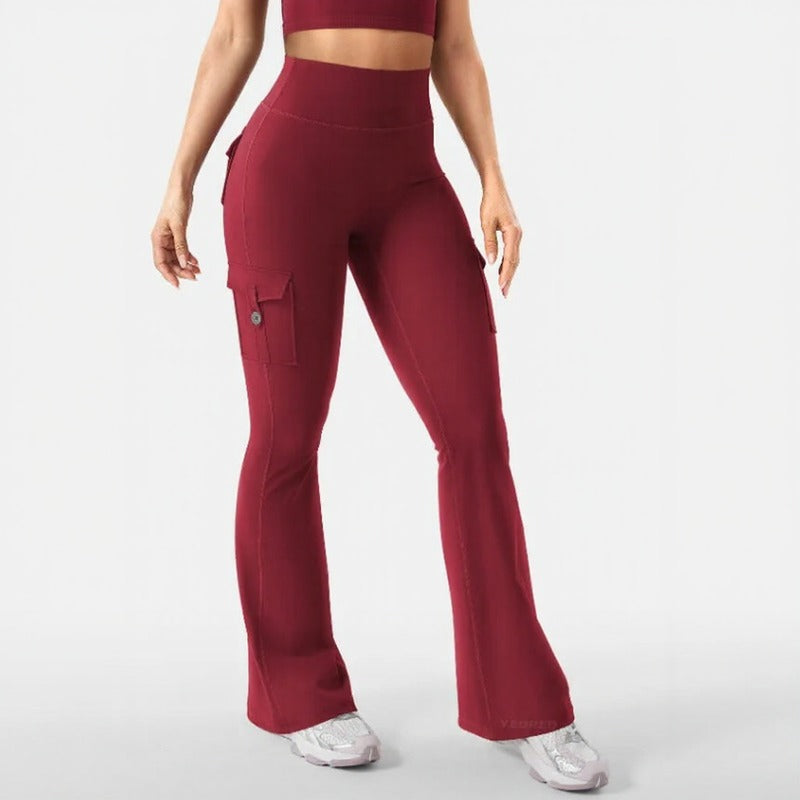 Nadia™ Flare Leggings with Butt-Lifting Effect and Cargo Pockets