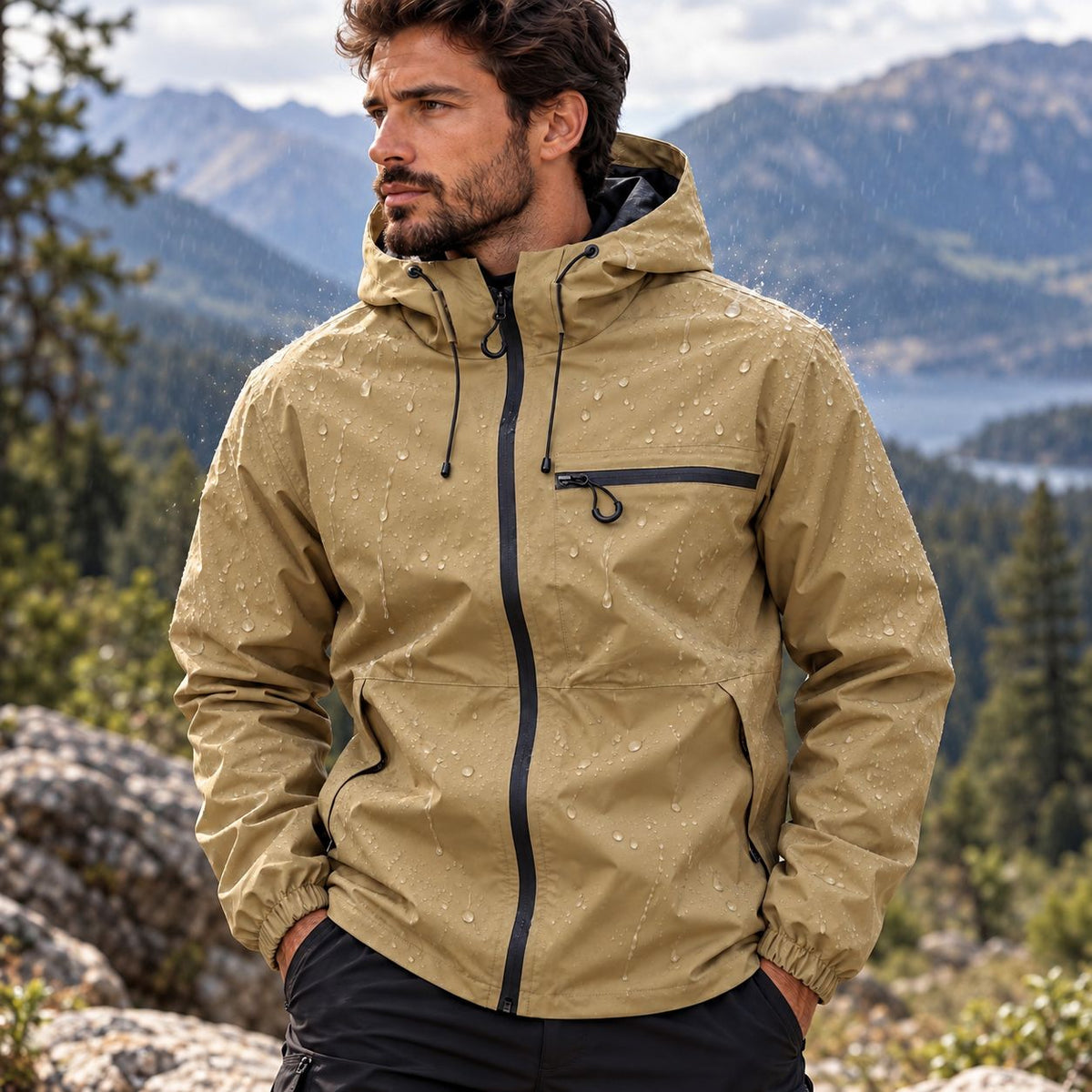 Aldric™ Waterproof Jacket with Adjustable Hood and Windproof Protection