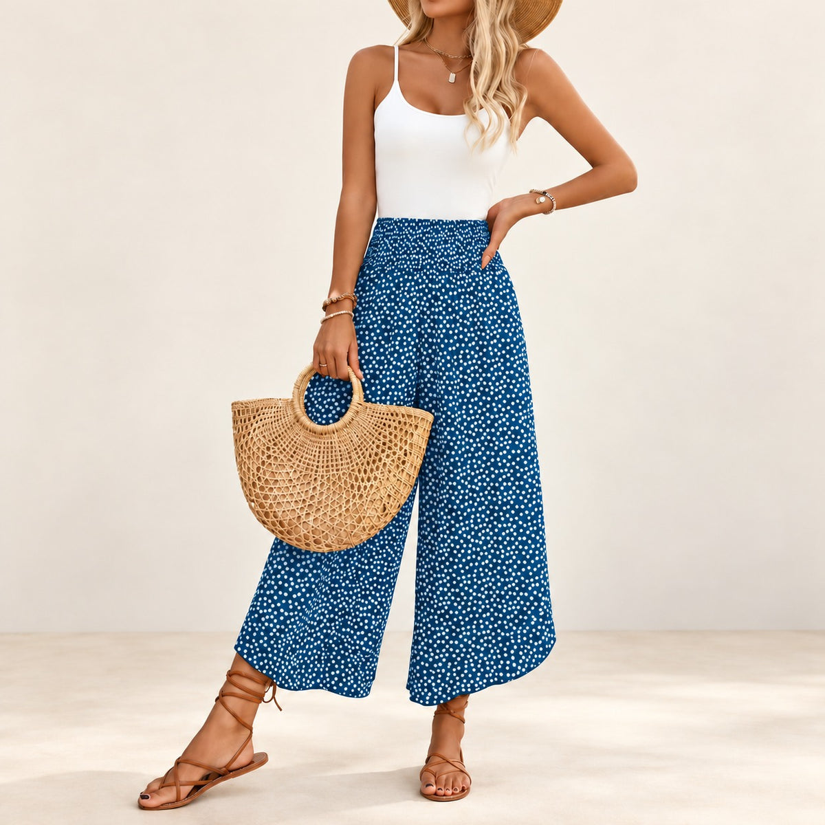 Pants Jessamine™ with Ruffled Hems, Elastic Waist and Flowy Drape