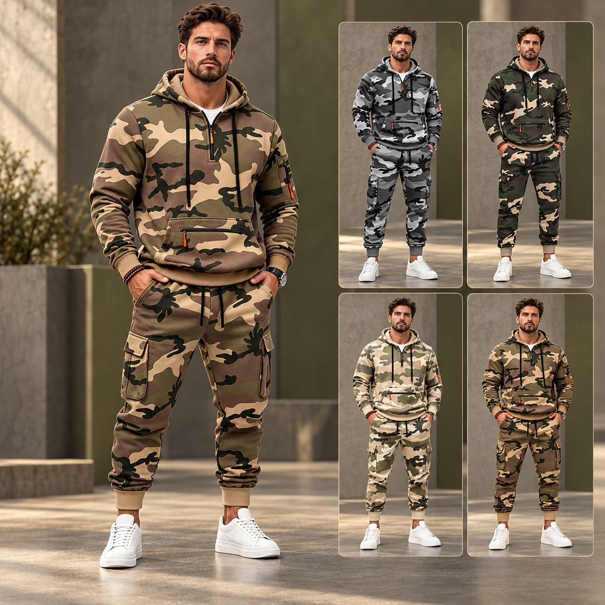 Corbin™ Premium Fleece Camo Hoodie and Cargo Pants Set