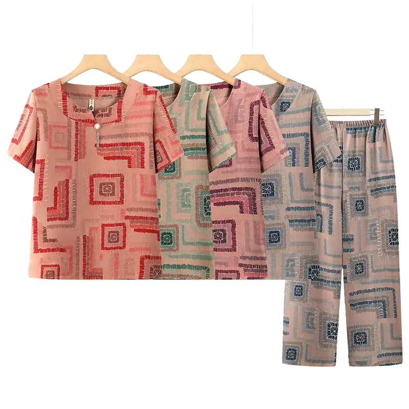 Harmony™ Set In Lightweight Poplin With Retro-Chic Print / The Perfect Balance Between Style and Everyday Comfort!
