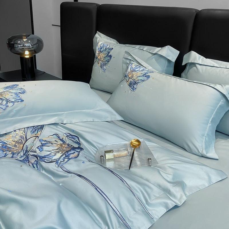 Conjunto de Roupas de Cama Flor de Lótus em 100% Algodão Egípcio 4 Peças - ModernLar