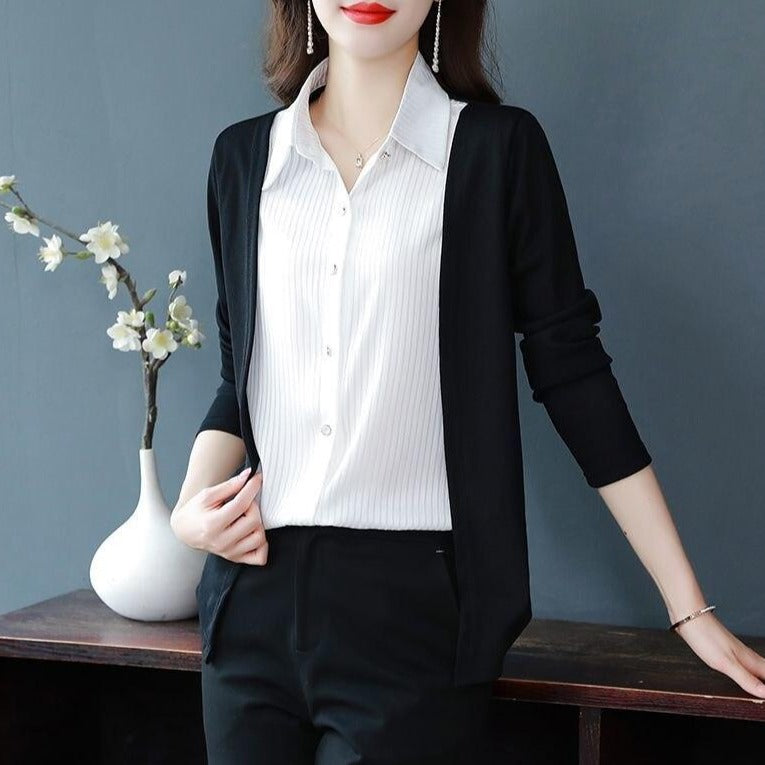 Conjunto Chic Femme™ Camisa e Cardigan em Uma Peça Única! - ModernLar