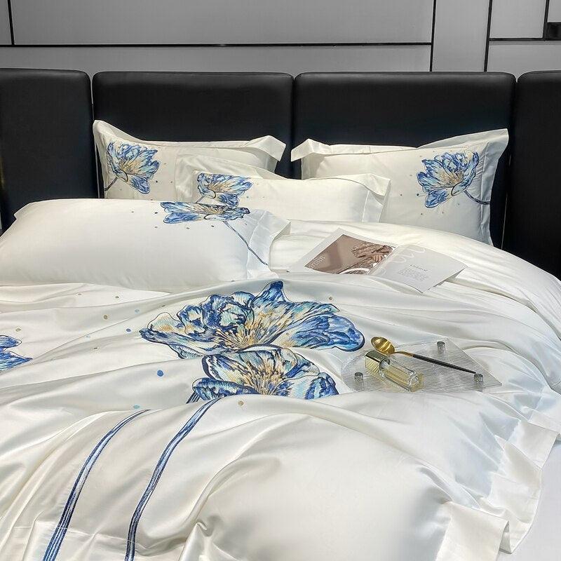 Conjunto de Roupas de Cama Flor de Lótus em 100% Algodão Egípcio 4 Peças - ModernLar